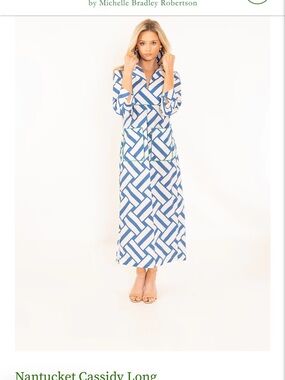 Nantucket Cassidy Long Maxi Dress - Blue & White